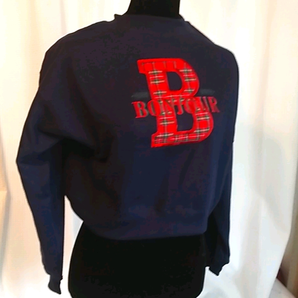 "BONJOUR" Crop Sweatshirt